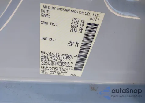 2023 Nissan Altima Sr Fwd z USA, uszkodzony, nr VIN 1N4BL4CV9PN323304